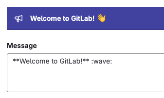 A broadcast message banner displaying a welcome message.