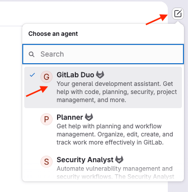 Start a chat and choose an agent.